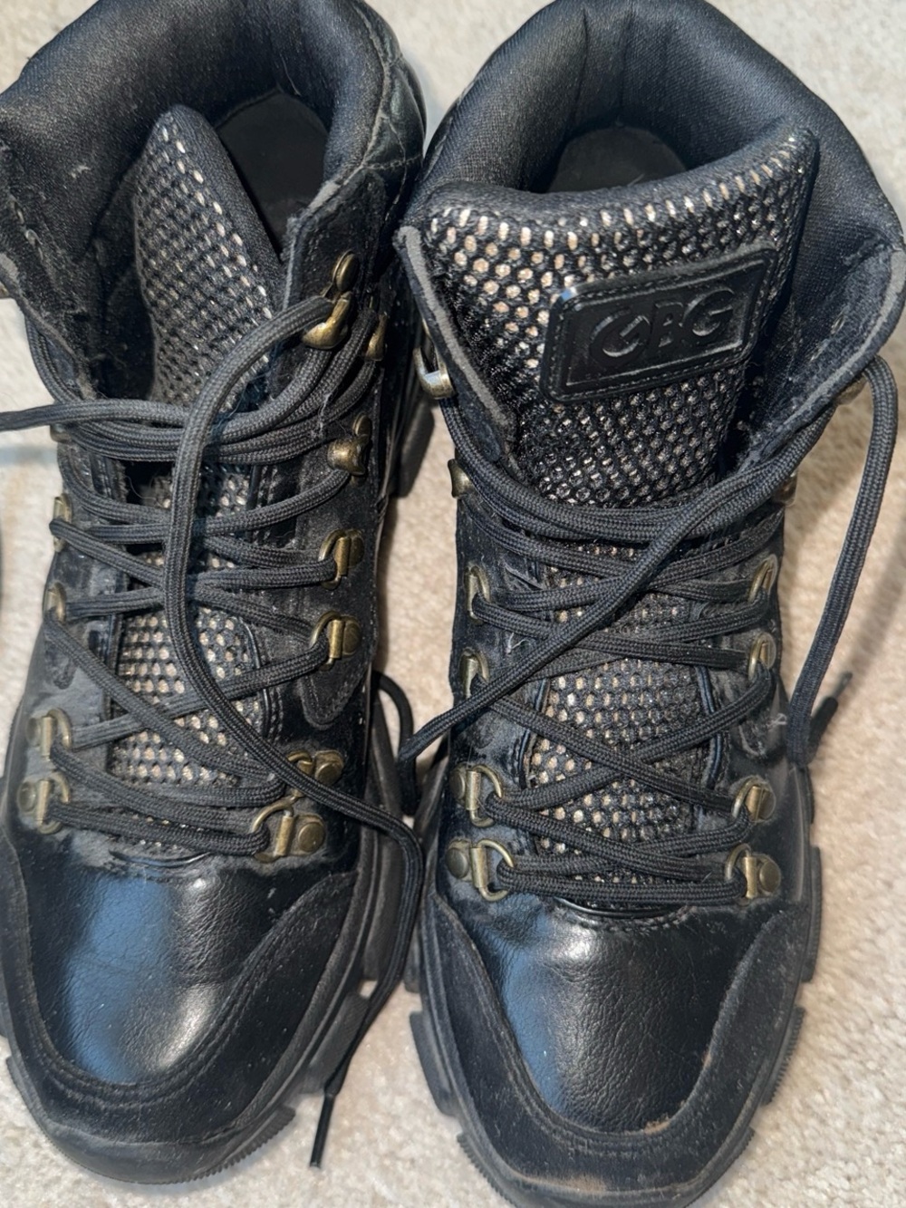 GBG Los Angeles Black Lace-Up Women's Hiker Boots